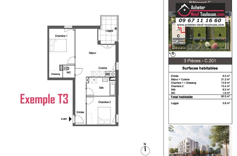 Appartements neufs à Toulouse Montaudran - Programmes immobiliers neufs Pichet Patio du Lys