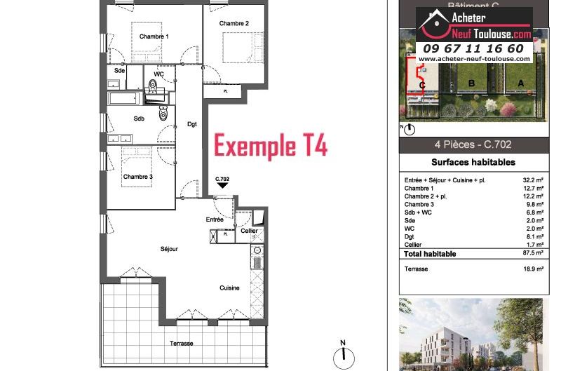 Appartements neufs à Toulouse Montaudran - Programmes immobiliers neufs Pichet Patio du Lys